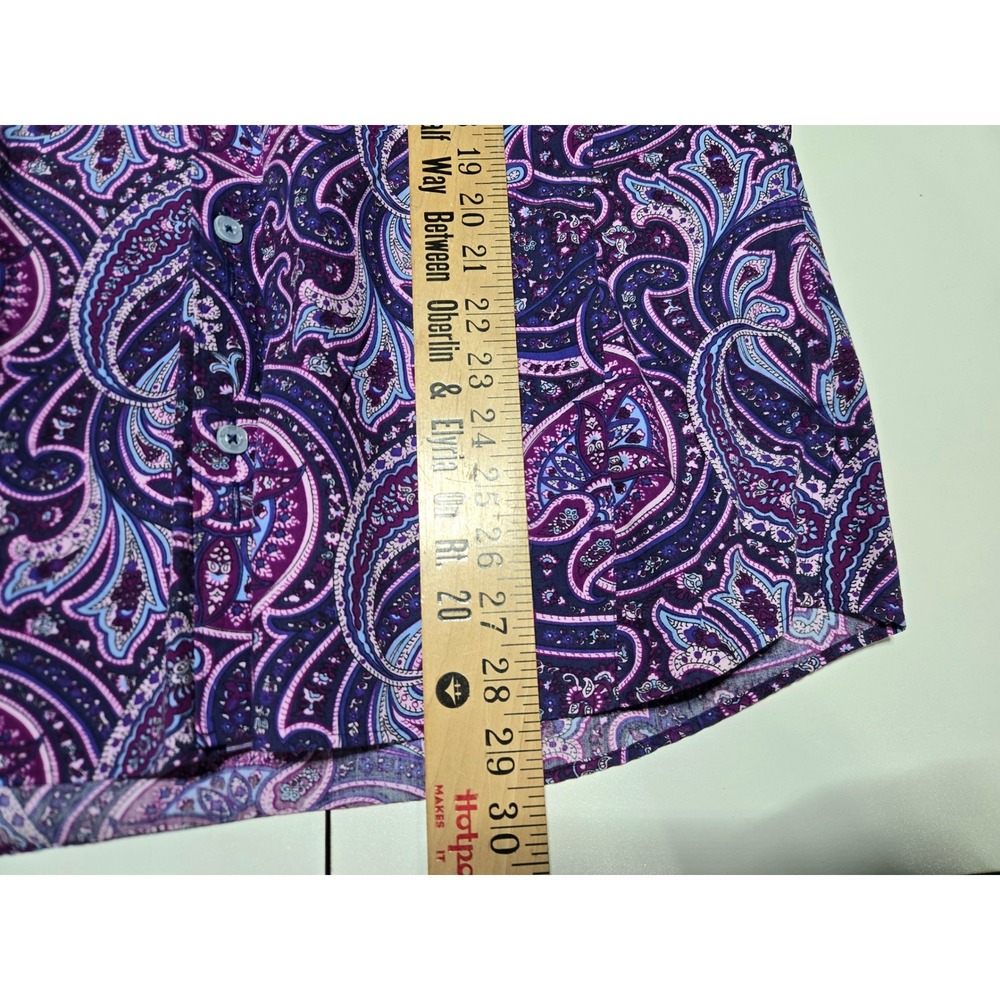 Stone Rose Purple Paisley Button Up Shirt Men's L - Picture 5 of 5